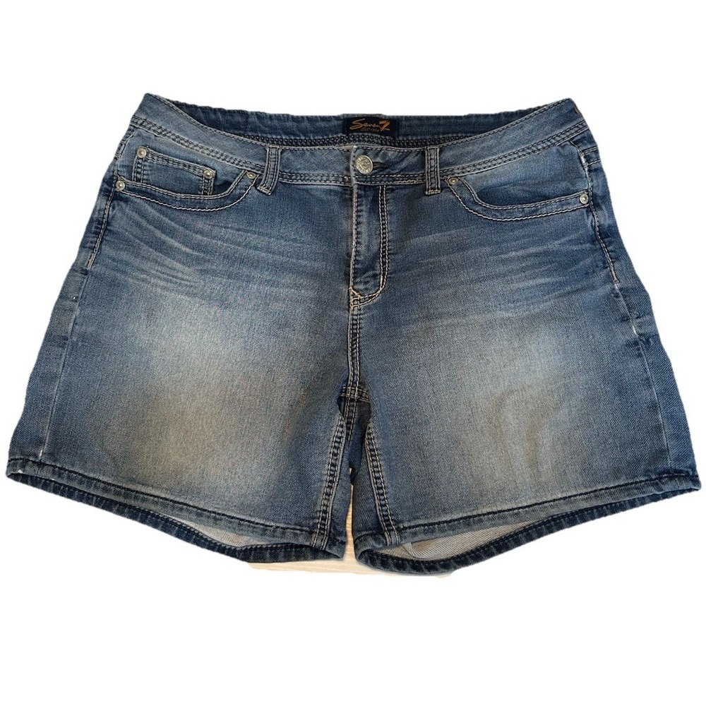 Seven7 Shorts 14 Blue Jean Casual Denim Stretch Womens Measures W34 Inseam 4.5